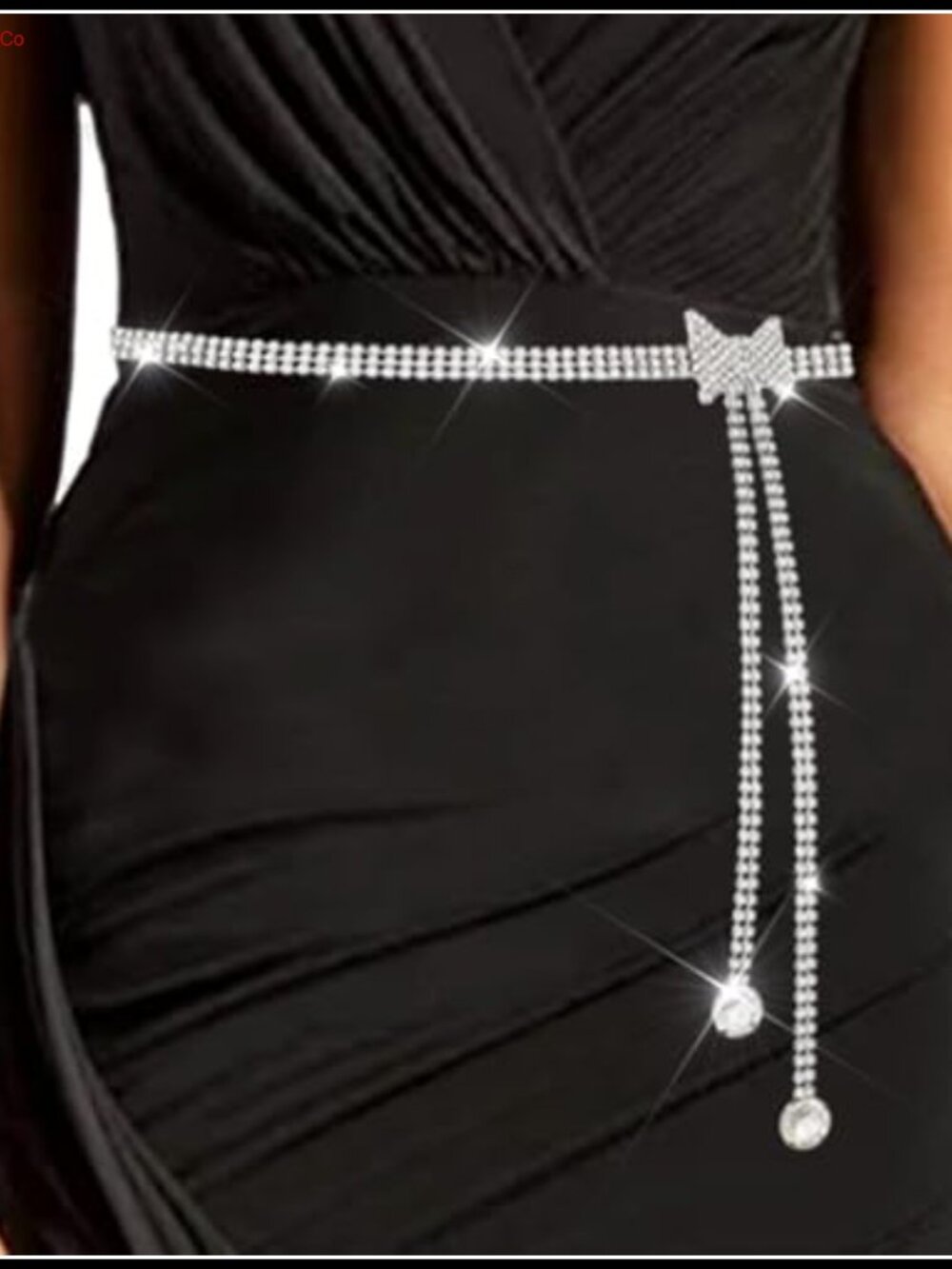 Rhinestone Chain Belt Adjustable Sparkly Waist Accessory for Dress